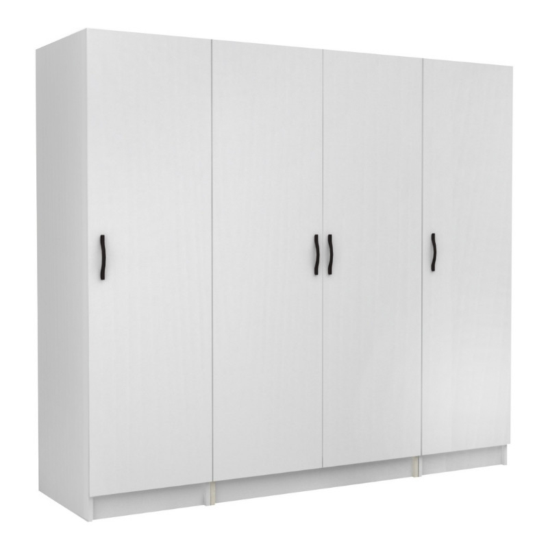 GP100-01011-0 Ντουλάπα ρούχων Victoria Megapap τετράφυλλη χρώμα λευκό 200x60x181εκ. - Image 1