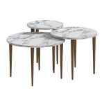 Τραπεζάκι σαλονιού σετ 3 τμχ Nola Megapap χρώμα λευκό εφέ μαρμάρου Ø60x46εκ. - Image 4