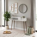 Κονσόλα Napoli Megapap χρώμα λευκό εφέ μαρμάρου 90x29x88εκ. - Image 3