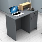 Γραφείο υποδοχής - reception Merlin Megapap χρώμα ανθρακί - φυσικό οξιάς 110x50x101,8εκ. - Image 2