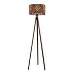 Φωτιστικό δαπέδου Rosling Megapap Mdf/ύφασμα Pvc χρώμα καρυδί - πολύχρωμο 38x38x140εκ.