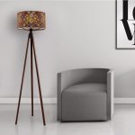 Φωτιστικό δαπέδου Rosling Megapap Mdf/ύφασμα Pvc χρώμα καρυδί - πολύχρωμο 38x38x140εκ. - Image 2
