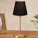 Φωτιστικό επιτραπέζιο Santo Megapap E27 ύφασμα Pvc χρώμα μαύρο - χρυσό Ø13x37εκ. - Image 2