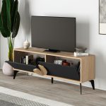 Έπιπλο τηλεόρασης Gora Megapap χρώμα sapphire oak - silky black 140x35,6x51εκ. - Image 2