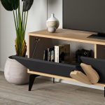 Έπιπλο τηλεόρασης Gora Megapap χρώμα sapphire oak - silky black 140x35,6x51εκ. - Image 5