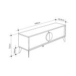 Έπιπλο τηλεόρασης Gora Megapap χρώμα sapphire oak - silky black 140x35,6x51εκ. - Image 7