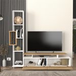 Σύνθεση τηλεόρασης Tulip Megapap χρώμα λευκό - sepet oak 160x29,5x160εκ. - Image 5