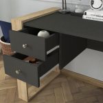 Γραφείο εργασίας Fernando Megapap χρώμα ανθρακί - sapphire oak 158,4x60x72,2εκ. - Image 4