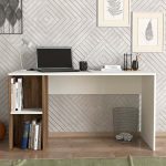 Γραφείο εργασίας Coral Megapap χρώμα λευκό - καρυδί 140x60x75εκ. - Image 2
