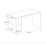 Γραφείο εργασίας Coral Megapap χρώμα λευκό - καρυδί 140x60x75εκ. - Image 5