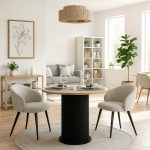 Τραπέζι Bohema Megapap χρώμα μαύρο - sepet oak Ø90x77,7εκ. - Image 4