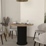 Τραπέζι Bohema Megapap χρώμα μαύρο - sepet oak Ø90x77,7εκ. - Image 6