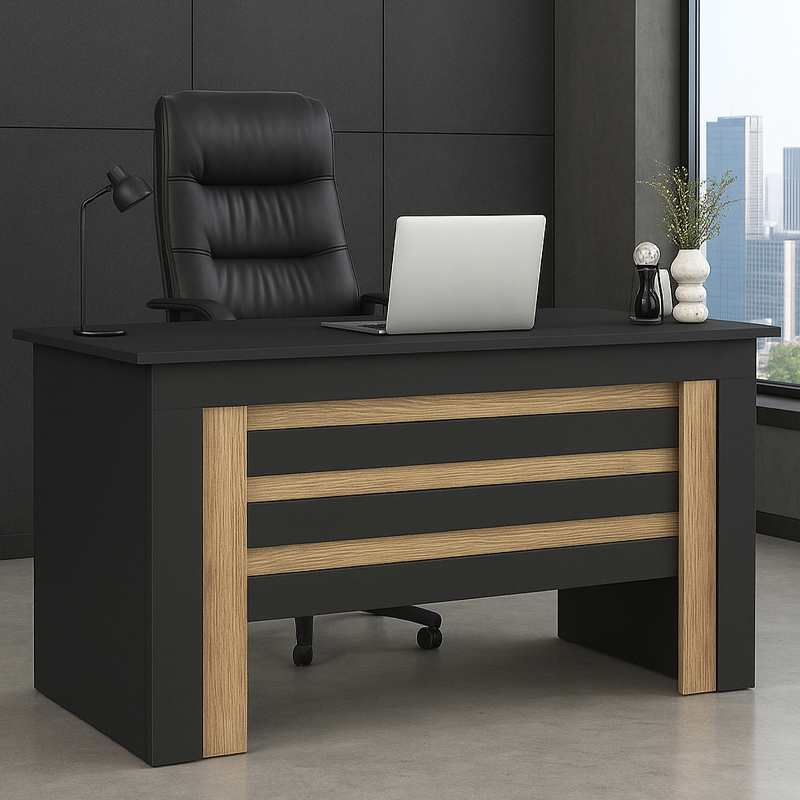 GP042-03531-0 Γραφείο εργασίας Epito Megapap χρώμα ανθρακί - sepet oak 140x59,6x76,8εκ. - Image 1