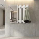 Κρεμάστρα τοίχου με καθρέπτη Folin Megapap χρώμα λευκό 90x4x90εκ. - Image 2