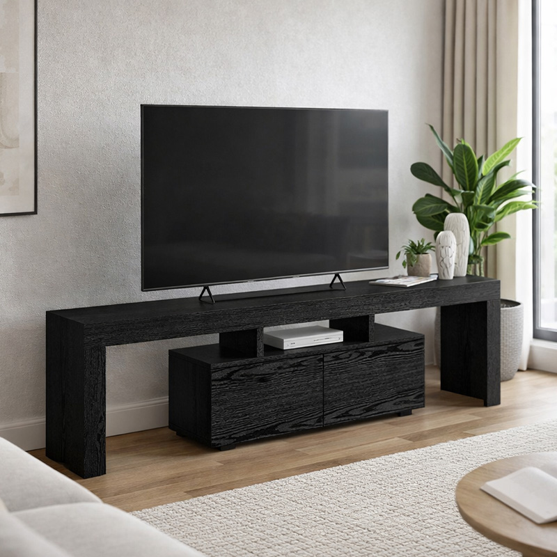 GP042-03962-0 Έπιπλο τηλεόρασης Woodra Megapap χρώμα sencron black 180x31,3x50,2εκ. - Image 1