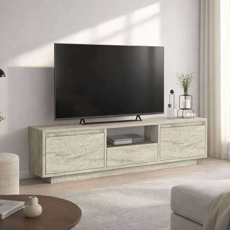 GP042-03971-0 Έπιπλο τηλεόρασης Lumbera Megapap χρώμα travertine 160x29,5x42εκ. - Image 1
