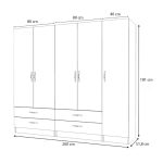 Ντουλάπα ρούχων Ricardo Megapap πεντάφυλλη με συρτάρια χρώμα λευκό 200x51,8x181εκ. - Image 5