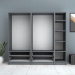 Ντουλάπα ρούχων Ricardo Megapap πεντάφυλλη με συρτάρια χρώμα ανθρακί 200x51,8x181εκ. - Image 3