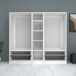 Ντουλάπα ρούχων Ricardo Megapap πεντάφυλλη με συρτάρια χρώμα λευκό 200x51,8x181εκ. - Image 3