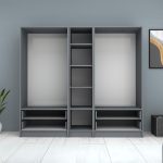 Ντουλάπα ρούχων Ricardo Megapap πεντάφυλλη με συρτάρια χρώμα ανθρακί 200x51,8x181εκ. - Image 3