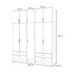 Ντουλάπα ρούχων Ricardo Megapap πεντάφυλλη με πατάρι και συρτάρια χρώμα ανθρακί 200x51,8x240εκ. - Image 5