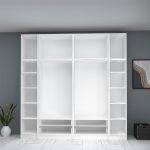 Ντουλάπα ρούχων Ricardo Megapap εξάφυλλη με πατάρι και συρτάρια χρώμα λευκό 240x51,8x240εκ. - Image 3