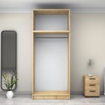 Ντουλάπα ρούχων Victoria Megapap δίφυλλη με πατάρι χρώμα φυσικό οξιάς 100x60x240εκ. - Image 3