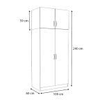 Ντουλάπα ρούχων Victoria Megapap δίφυλλη με πατάρι χρώμα φυσικό οξιάς 100x60x240εκ. - Image 5