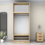 Ντουλάπα ρούχων Victoria Megapap δίφυλλη με πατάρι και συρτάρια χρώμα φυσικό οξιάς 100x60x240εκ. - Image 3