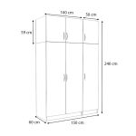 Ντουλάπα ρούχων Victoria Megapap τρίφυλλη με πατάρι χρώμα φυσικό οξιάς 150x60x240εκ. - Image 5