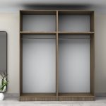 Ντουλάπα ρούχων Victoria Megapap τετράφυλλη με πατάρι χρώμα καρυδί 200x60x240εκ. - Image 3