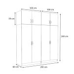 Ντουλάπα ρούχων Victoria Megapap τετράφυλλη με πατάρι χρώμα καρυδί 200x60x240εκ. - Image 5