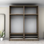 Ντουλάπα ρούχων Victoria Megapap τετράφυλλη με πατάρι και συρτάρια χρώμα καρυδί 200x60x240εκ. - Image 3