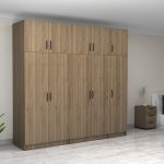 Ντουλάπα ρούχων Victoria Megapap πεντάφυλλη με πατάρι χρώμα καρυδί 250x60x240εκ. - Image 4