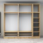 Ντουλάπα ρούχων Victoria Megapap πεντάφυλλη με πατάρι και συρτάρια χρώμα φυσικό οξιάς 250x60x240εκ. - Image 3