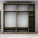 Ντουλάπα ρούχων Victoria Megapap πεντάφυλλη με πατάρι και συρτάρια χρώμα καρυδί 250x60x240εκ. - Image 3