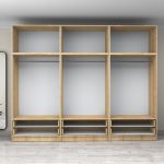 Ντουλάπα ρούχων Victoria Megapap εξάφυλλη με πατάρι και συρτάρια χρώμα φυσικό οξιάς 300x60x240εκ. - Image 3