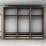 Ντουλάπα ρούχων Victoria Megapap εξάφυλλη με πατάρι και συρτάρια χρώμα καρυδί 300x60x240εκ. - Image 3