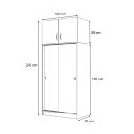 Ντουλάπα ρούχων Regio Megapap δίφυλλη συρόμενη με πατάρι χρώμα φυσικό οξιάς 100x60x240εκ. - Image 5