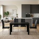 Σετ τραπεζαρία 5τμχ Darlen - Alma Megapap χρώμα sencron black - μαύρο 125x72x74εκ.