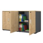 Ντουλάπι γραφείου με κλειδαριά επαγγελματικό Venturo Megapap χρώμα ανθρακί - φυσικό οξιάς 160x40x80εκ. - Image 3