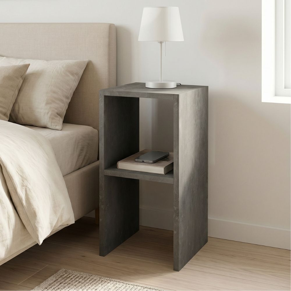 GP028-01655-0 Κομοδίνο - Τραπεζάκι βοηθητικό Smile Megapap χρώμα γκρι σκυροδέματος 30x30x60εκ. - Image 1