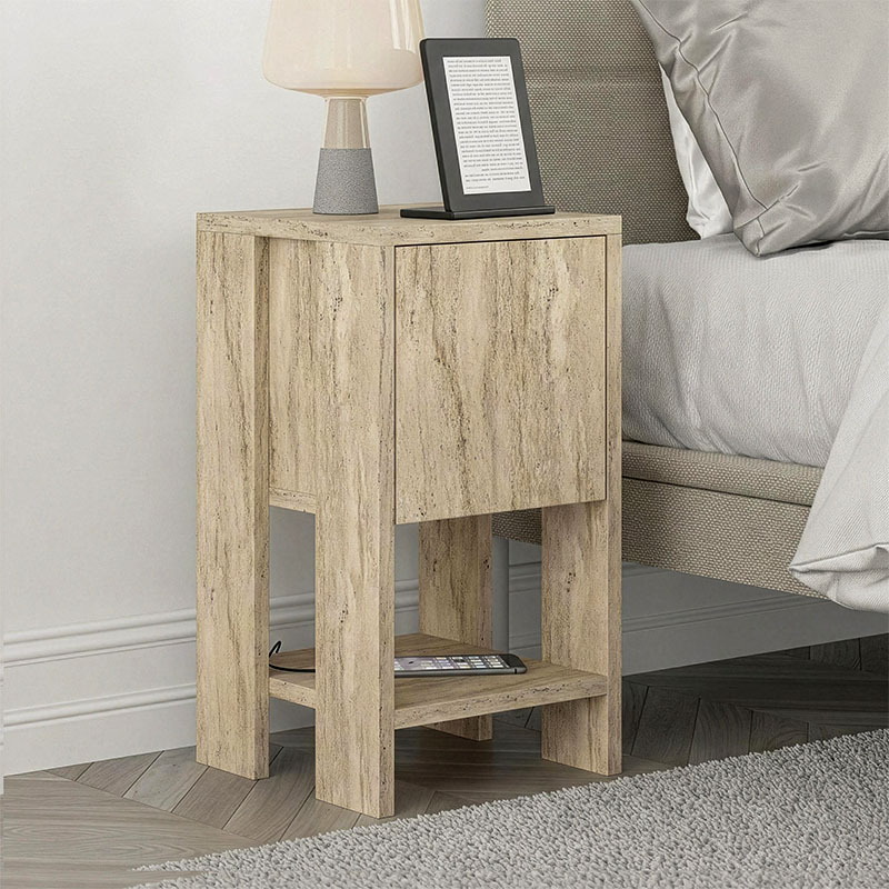 GP037-00108-0 Κομοδίνο Ema Megapap χρώμα travertine 30x30x55εκ. - Image 1