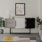 Μπουφές Tontini Megapap χρώμα λευκό - μαύρο εφέ μαρμάρου 150x42x79,5εκ. - Image 2