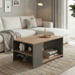 Τραπεζάκι σαλονιού Sylvia Megapap χρώμα pine oak - ανθρακί 90,2x59,2x48,1εκ.