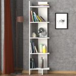 Βιβλιοθήκη Perla Megapap χρώμα λευκό 48x22x170εκ. - Image 5