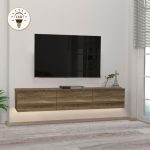 Έπιπλο τηλεόρασης επιτοίχιο Damla Megapap με LED χρώμα καρυδί 180x29,5x29,5εκ.