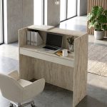 Γραφείο υποδοχής - reception Navita Megapap με LED χρώμα travertine - sandstone 113,6x42x111,8εκ. - Image 2