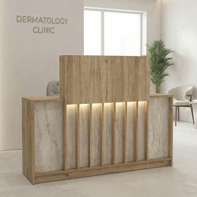 GP042-03901-0 Γραφείο υποδοχής - reception Davis Megapap με LED χρώμα sepet oak - travertine 150x41,8x115εκ. - Image 1