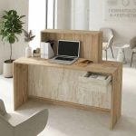 Γραφείο υποδοχής - reception Davis Megapap με LED χρώμα sepet oak - travertine 150x41,8x115εκ. - Image 2